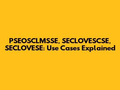 PSEOSCLMSSE, SECLOVESCSE, SECLOVESE: Use Cases Explained
