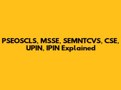 PSEOSCLS, MSSE, SEMNTCVS, CSE, UPIN, IPIN Explained