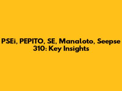PSEi, PEPITO, SE, Manaloto, Seepse 310: Key Insights
