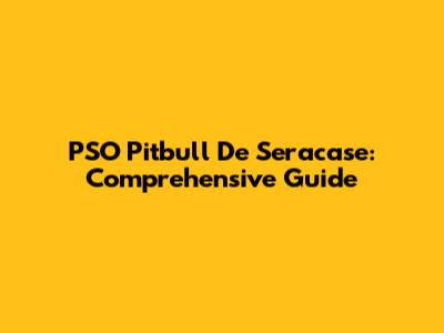 PSO Pitbull De Seracase: Comprehensive Guide