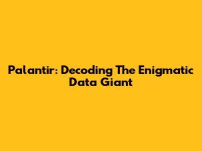 Palantir: Decoding The Enigmatic Data Giant