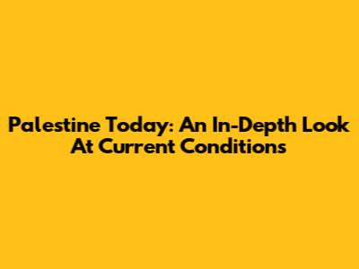 Palestine Today: An In-Depth Look At Current Conditions