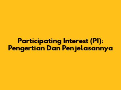 Participating Interest (PI): Pengertian Dan Penjelasannya