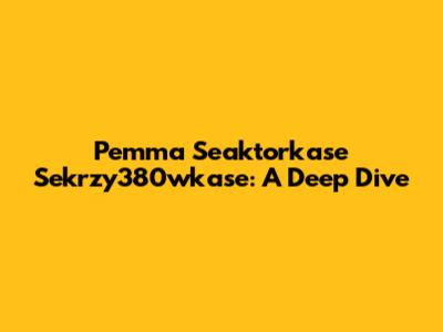 Pemma Seaktorkase Sekrzy380wkase: A Deep Dive