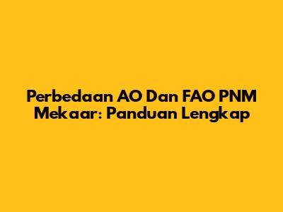 Perbedaan AO Dan FAO PNM Mekaar: Panduan Lengkap