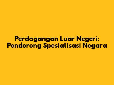 Perdagangan Luar Negeri: Pendorong Spesialisasi Negara