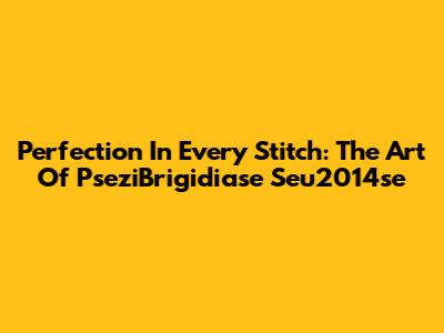 Perfection In Every Stitch: The Art Of PseziBrigidiase Seu2014se