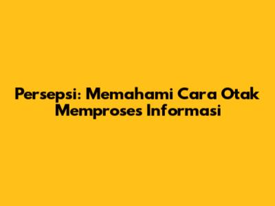 Persepsi: Memahami Cara Otak Memproses Informasi