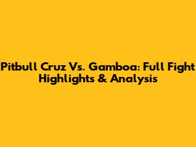 Pitbull Cruz Vs. Gamboa: Full Fight Highlights & Analysis