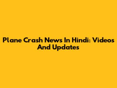Plane Crash News In Hindi: Videos And Updates