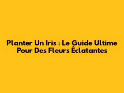 Planter Un Iris : Le Guide Ultime Pour Des Fleurs Éclatantes