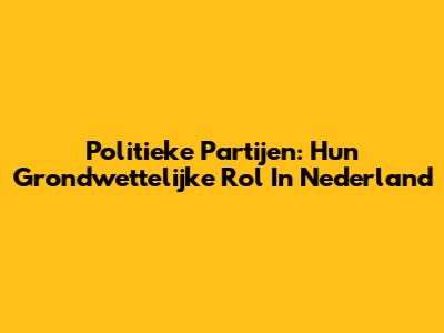 Politieke Partijen: Hun Grondwettelijke Rol In Nederland