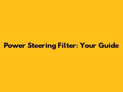 Power Steering Filter: Your Guide