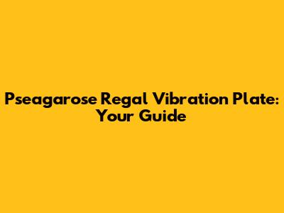 Pseagarose Regal Vibration Plate: Your Guide