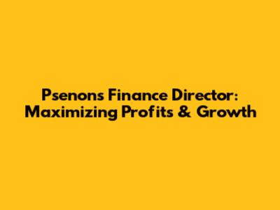 Psenon's Finance Director: Maximizing Profits & Growth