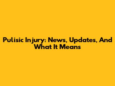 Pulisic Injury: News, Updates, And What It Means