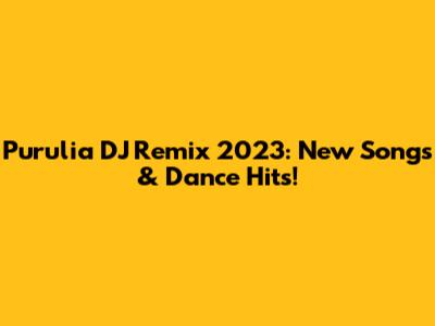 Purulia DJ Remix 2023: New Songs & Dance Hits!