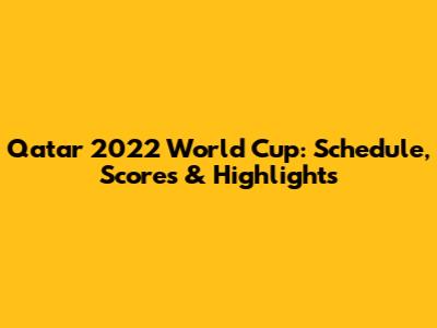 Qatar 2022 World Cup: Schedule, Scores & Highlights