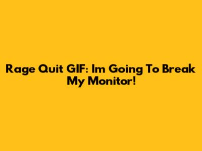 Rage Quit GIF: I'm Going To Break My Monitor!