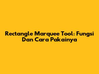 Rectangle Marquee Tool: Fungsi Dan Cara Pakainya