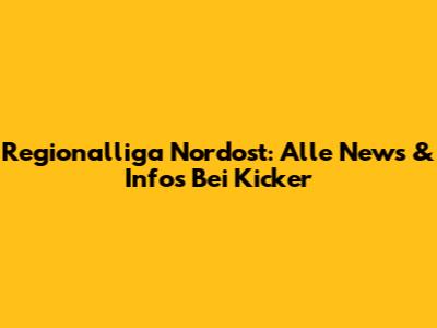 Regionalliga Nordost: Alle News & Infos Bei Kicker