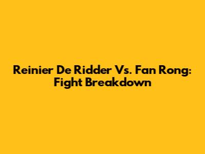 Reinier De Ridder Vs. Fan Rong: Fight Breakdown