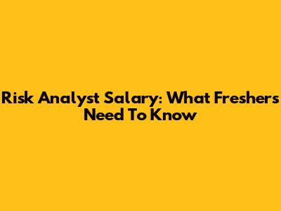 Risk Analyst Salary: What Freshers Need To Know