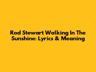 Rod Stewart Walking In The Sunshine: Lyrics & Meaning