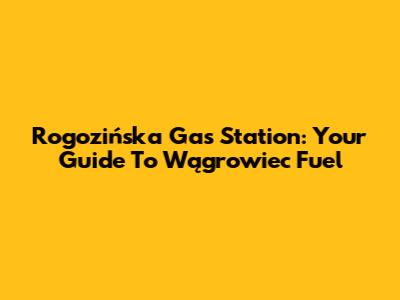 Rogozińska Gas Station: Your Guide To Wągrowiec Fuel