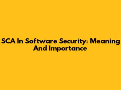 SCA In Software Security: Meaning And Importance