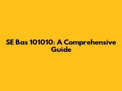 SE Bas 101010: A Comprehensive Guide