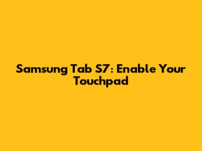 Samsung Tab S7: Enable Your Touchpad