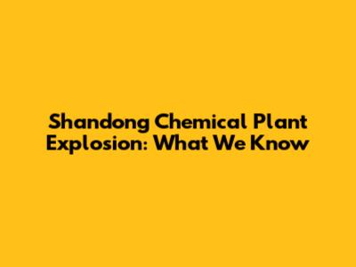 Shandong Chemical Plant Explosion: What We Know
