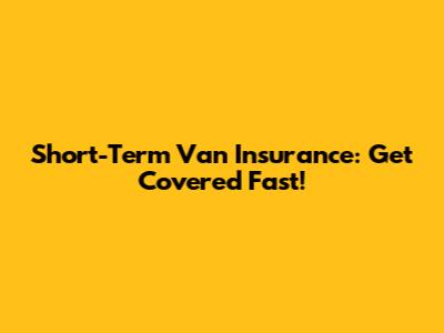Short-Term Van Insurance: Get Covered Fast!