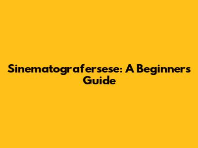 Sinematografersese: A Beginner's Guide