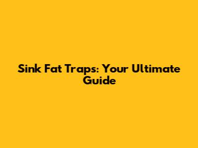 Sink Fat Traps: Your Ultimate Guide