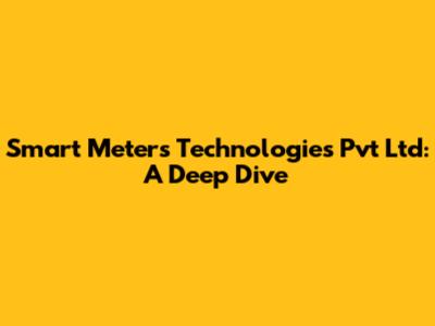 Smart Meters Technologies Pvt Ltd: A Deep Dive