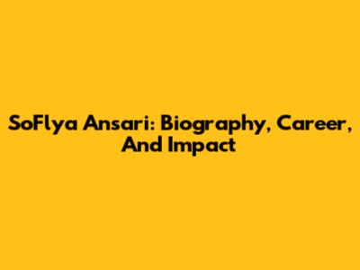 SoFlya Ansari: Biography, Career, And Impact