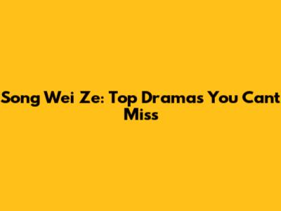Song Wei Ze: Top Dramas You Can't Miss