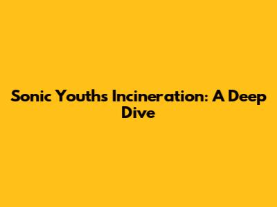 Sonic Youth's Incineration: A Deep Dive