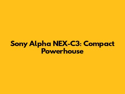 Sony Alpha NEX-C3: Compact Powerhouse