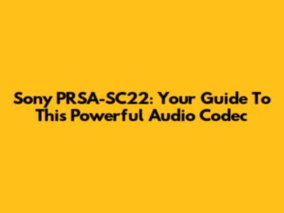 Sony PRSA-SC22: Your Guide To This Powerful Audio Codec
