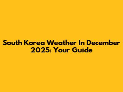 South Korea Weather In December 2025: Your Guide