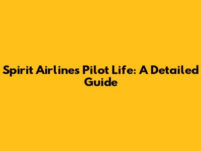Spirit Airlines Pilot Life: A Detailed Guide