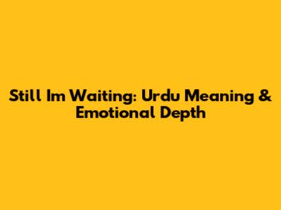 Still I'm Waiting: Urdu Meaning & Emotional Depth
