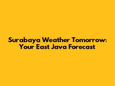 Surabaya Weather Tomorrow: Your East Java Forecast