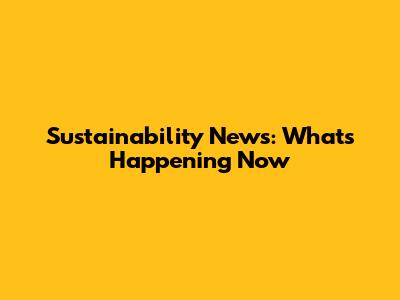 Sustainability News: What's Happening Now