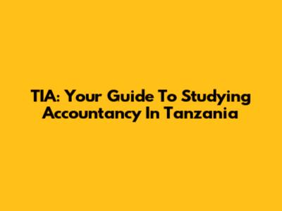 TIA: Your Guide To Studying Accountancy In Tanzania