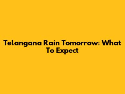 Telangana Rain Tomorrow: What To Expect