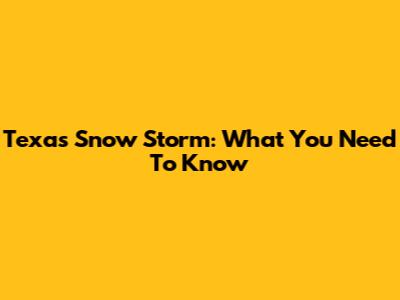 Texas Snow Storm: What You Need To Know